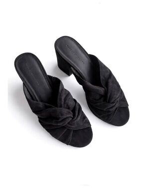 Rebecca Minkoff Jaden Suede Platform Heeled Slides Mules Size 9 Black